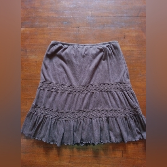 Xhiliration Chocolate Brown Peasant Skirt - Picture 2 of 2